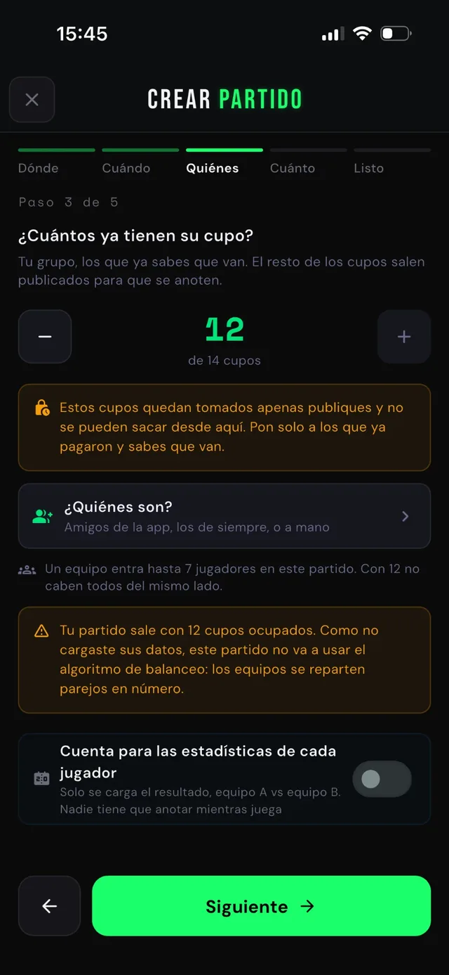 1. Publica lo que falta: “Somos 12 de 14”. Los 2 cupos que faltan salen publicados para que se anoten.